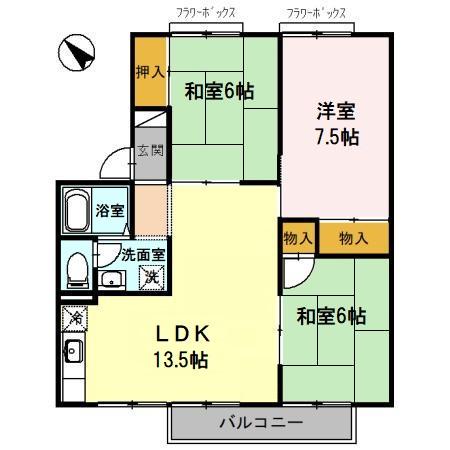 セジュール寺田(3LDK/2階)の間取り写真