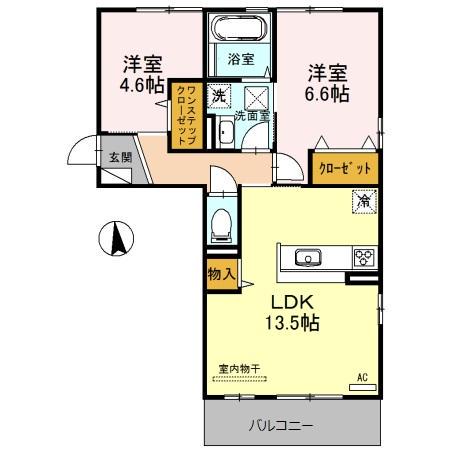 ビスターレ(2LDK/1階)の間取り写真