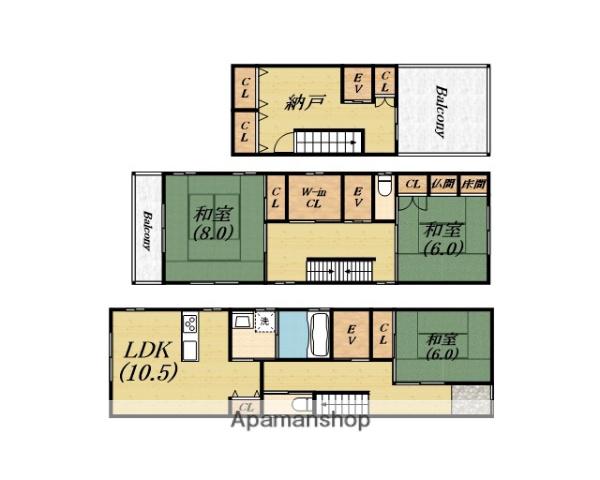 南海電鉄高野線 堺東駅 徒歩14分 3階建 築22年(4LDK)の間取り写真