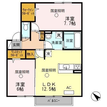 フォレスタ小津(2LDK/2階)の間取り写真