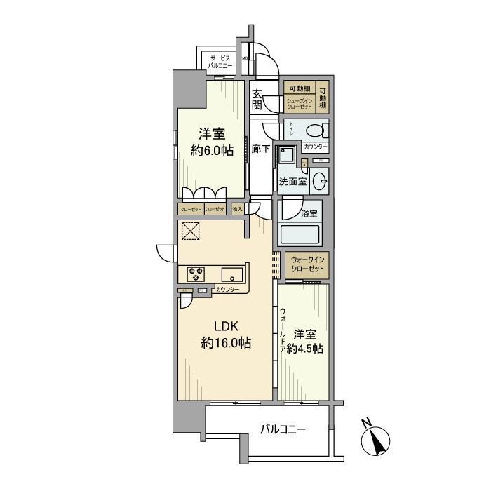 リビオ住吉駅前(2LDK/6階)の間取り写真