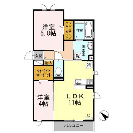 南海電鉄南海本線 和泉大宮駅 徒歩10分 2階建 築13年(2LDK/2階)の間取り写真