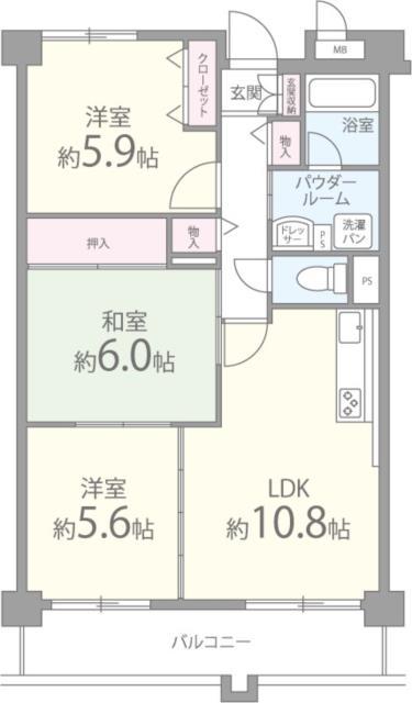ウィステリア(2LDK/1階)の間取り写真
