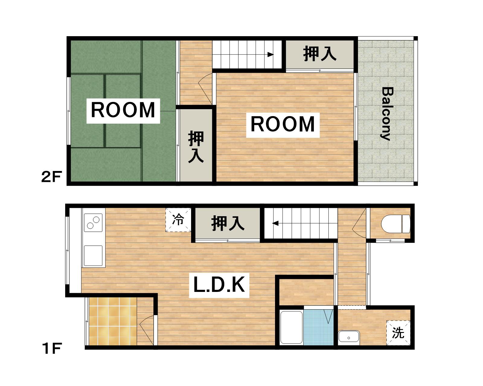 南海電鉄高野線 堺東駅 徒歩15分 2階建 築53年(2LDK)の間取り写真