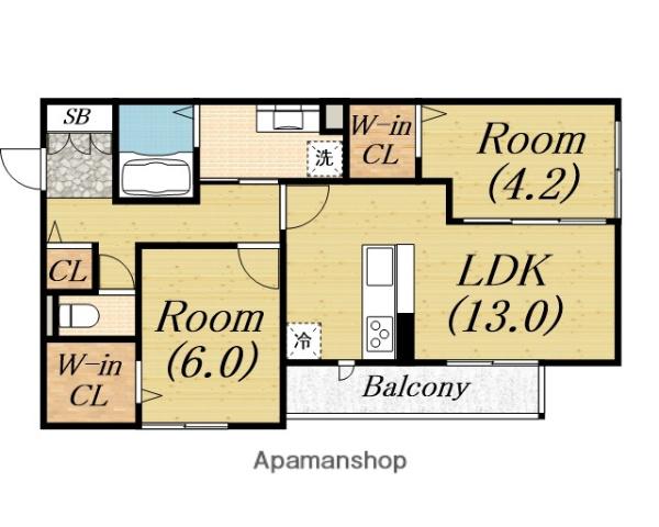 パサログランデ百舌鳥本町3丁(2LDK/1階)の間取り写真