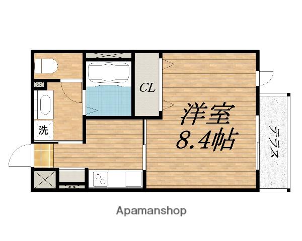 エアフォース大鳥(1K/1階)の間取り写真