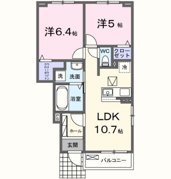 モンターニュ(2LDK/1階)の間取り写真