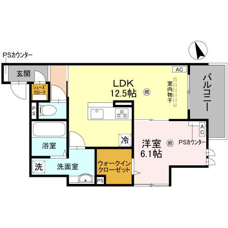 パサログランデ鳳中町(1LDK/3階)の間取り写真