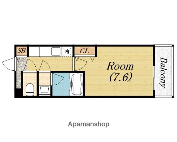 ルナコート上野芝(1K/2階)の間取り写真
