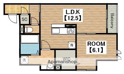 パサログランデ鳳中町(1LDK/1階)の間取り写真