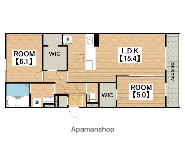 パサログランデ賑町(2LDK/1階)の間取り写真