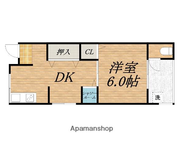 カーサ石津(1DK/2階)の間取り写真