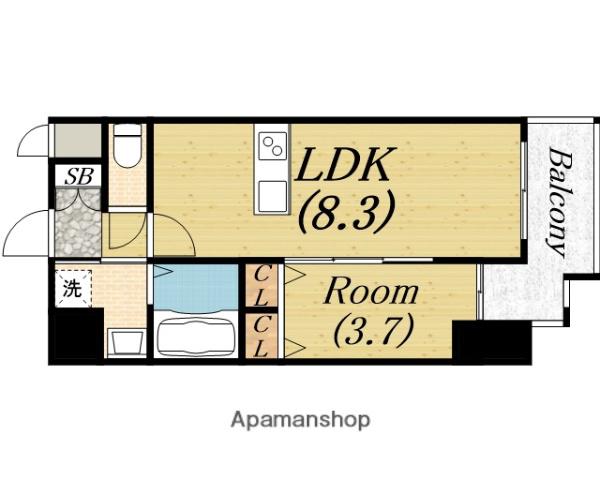 S-RESIDENCE堺BLAZE(1LDK/13階)の間取り写真