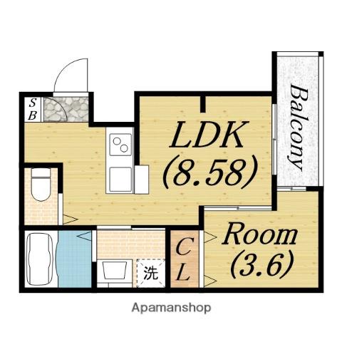 シーエムアンイースト(1LDK/1階)の間取り写真