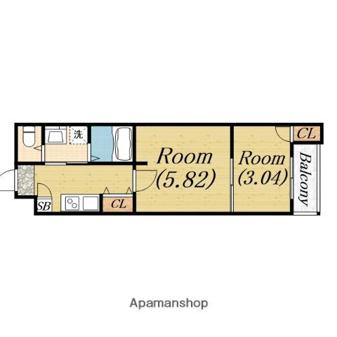 シーエムアンイースト(2K/2階)の間取り写真