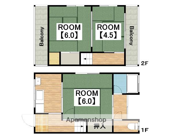 百舌鳥西之町二丁貸家Ｅ−１(3K)の間取り写真