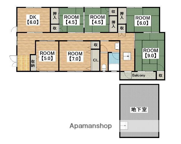 阪和線 津久野駅 徒歩5分 1階建 築58年(6DK)の間取り写真