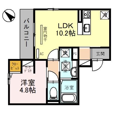 ブラン・キューブ(1LDK/1階)の間取り写真