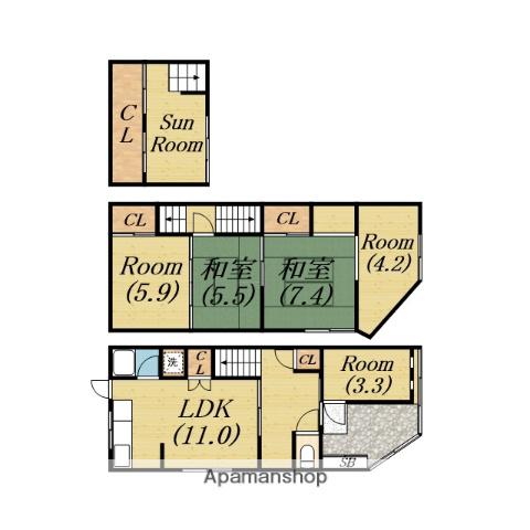 堺市堺区三宝町５−２９０−７５テラス(5LDK)の間取り写真