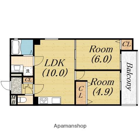 CASA CALMA菱木(2LDK/3階)の間取り写真