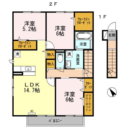 オークブレスII(3LDK/2階)の間取り写真