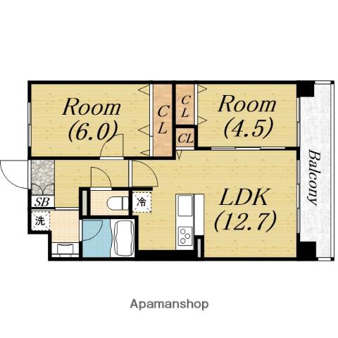 アトリエール堺寺地町(2LDK/2階)の間取り写真
