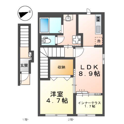プラン デスポワール(1LDK/2階)の間取り写真