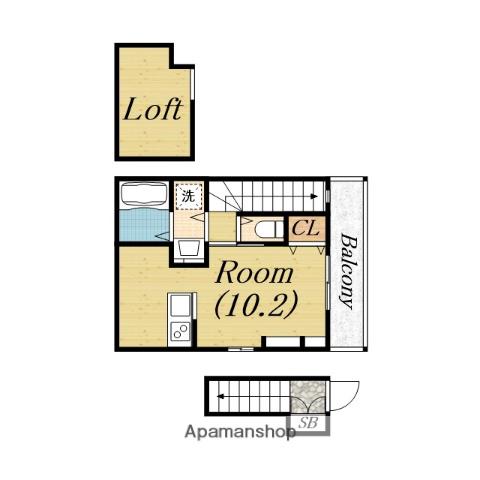 あんしんプラス鶴田町08-1004(ワンルーム/2階)の間取り写真