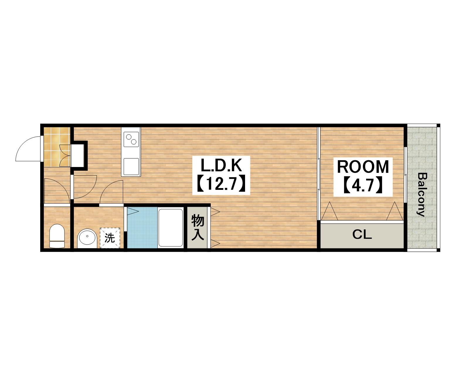 TKアンバーコート浜寺Ⅲ(1LDK/2階)の間取り写真