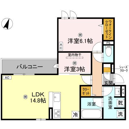 クラシスト苅田ウエスト(2LDK/2階)の間取り写真