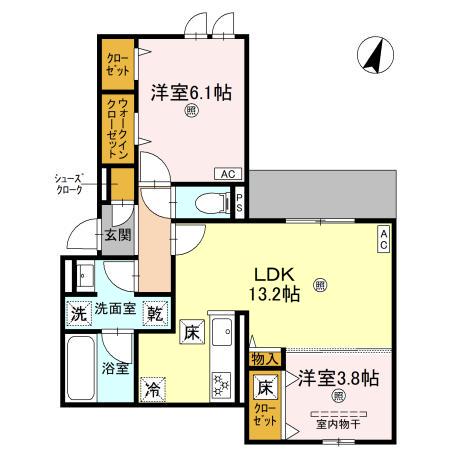 クラシスト苅田ウエスト(2LDK/1階)の間取り写真