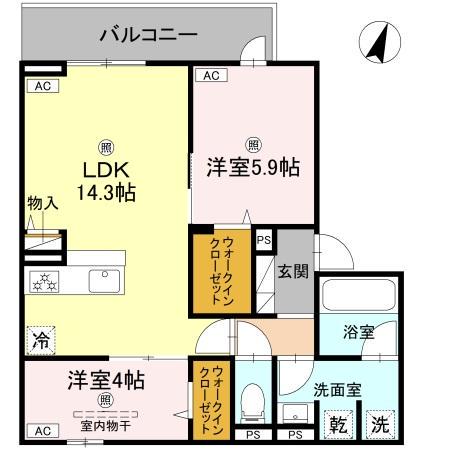 クラシスト苅田ウエスト(2LDK/2階)の間取り写真