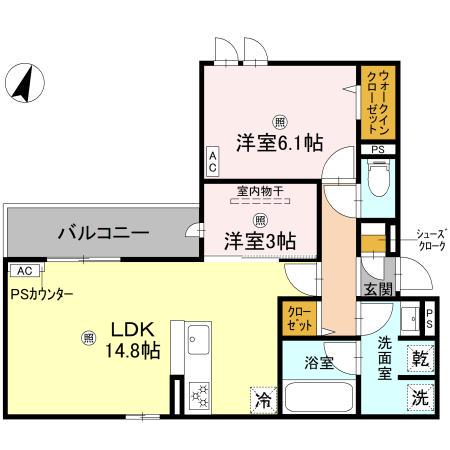 クラシスト苅田ウエスト(2LDK/3階)の間取り写真