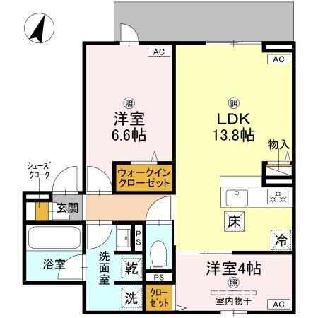 クラシスト苅田ウエスト(2LDK/1階)の間取り写真