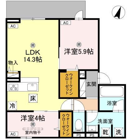クラシスト苅田ウエスト(2LDK/1階)の間取り写真