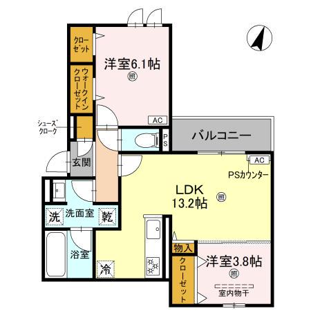 クラシスト苅田ウエスト(2LDK/3階)の間取り写真