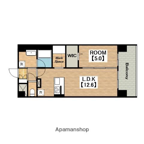フェリスシエロ堺(1LDK/9階)の間取り写真