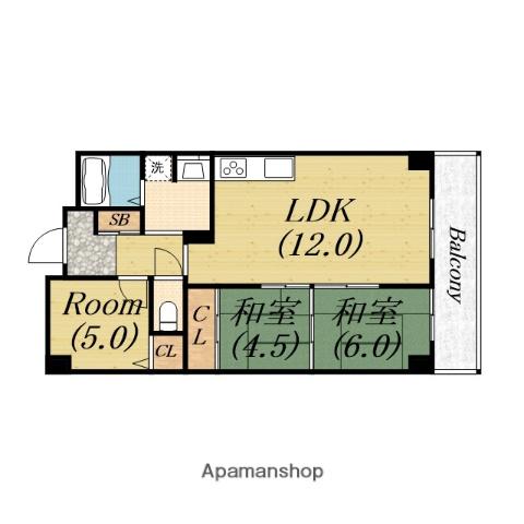 クローバーハイツ上野芝(3LDK/7階)の間取り写真