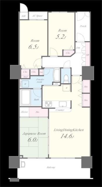 タワーズランド北野田フロントタワー(3LDK/7階)の間取り写真