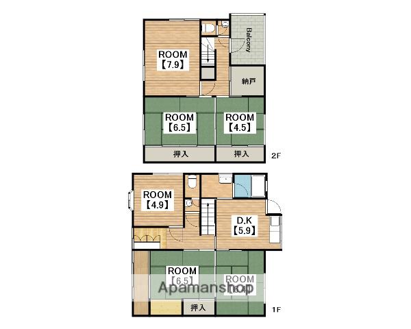 阪和線 津久野駅 徒歩6分 2階建 築40年(5SLDK)の間取り写真