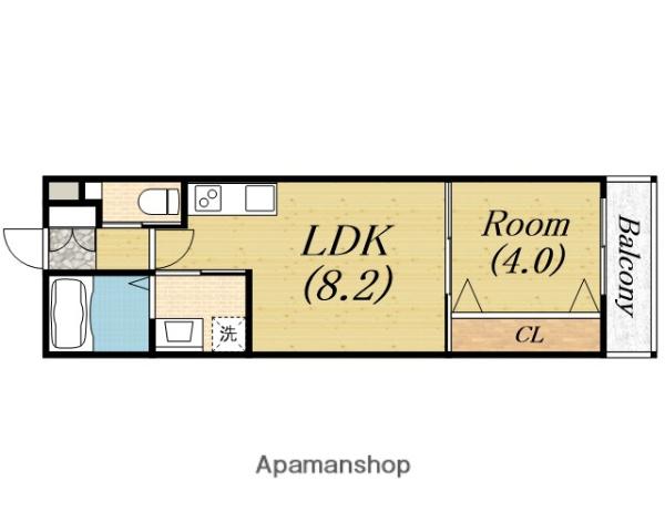 エンデバーハナ(1K/6階)の間取り写真
