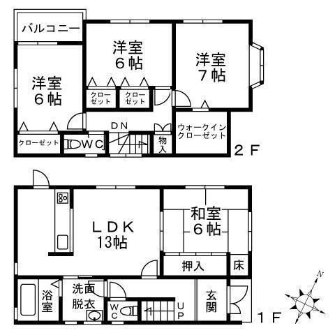 南海電鉄南海本線 泉大津駅 徒歩13分 2階建 築26年(4LDK)の間取り写真