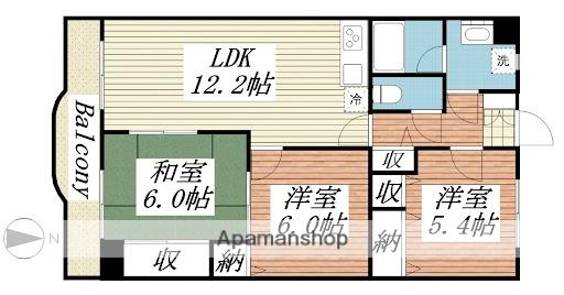 和歌山線 布施屋駅 徒歩12分 3階建 築27年(3LDK/1階)の間取り写真