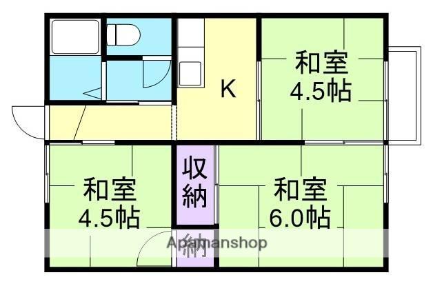 ハイツ松本(3K/2階)の間取り写真