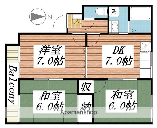 ヴィラたかつみ(3K/2階)の間取り写真