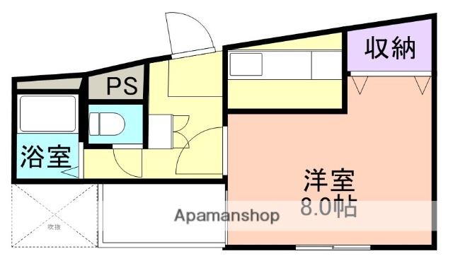 和歌山線 名手駅 徒歩2分 4階建 築25年(ワンルーム/3階)の間取り写真