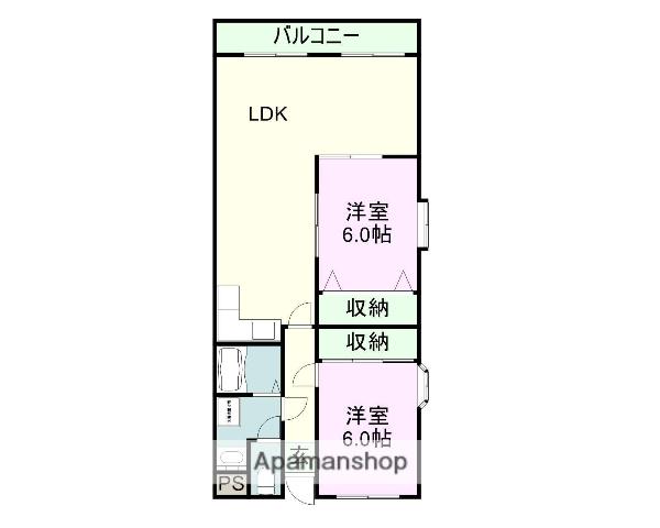 和歌山線 下井阪駅 徒歩7分 3階建 築31年(2LDK/2階)の間取り写真
