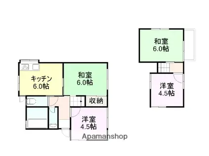 和歌山線 下井阪駅 徒歩42分 2階建 築45年(4DK)の間取り写真