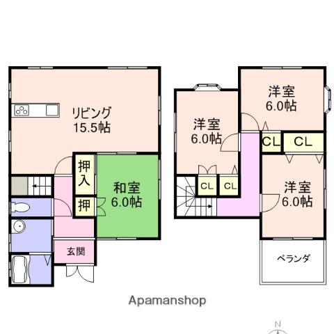 和歌山線 布施屋駅 徒歩45分 2階建 築27年(4LDK)の間取り写真