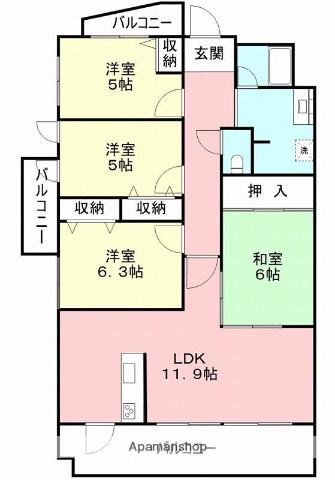 水鉄ガーデンパレス岩出(4LDK/8階)の間取り写真